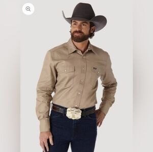 Wrangler Men's Cowboy Cut® Twill Long Sleeve Snap Front Western Work Shirt LARGE